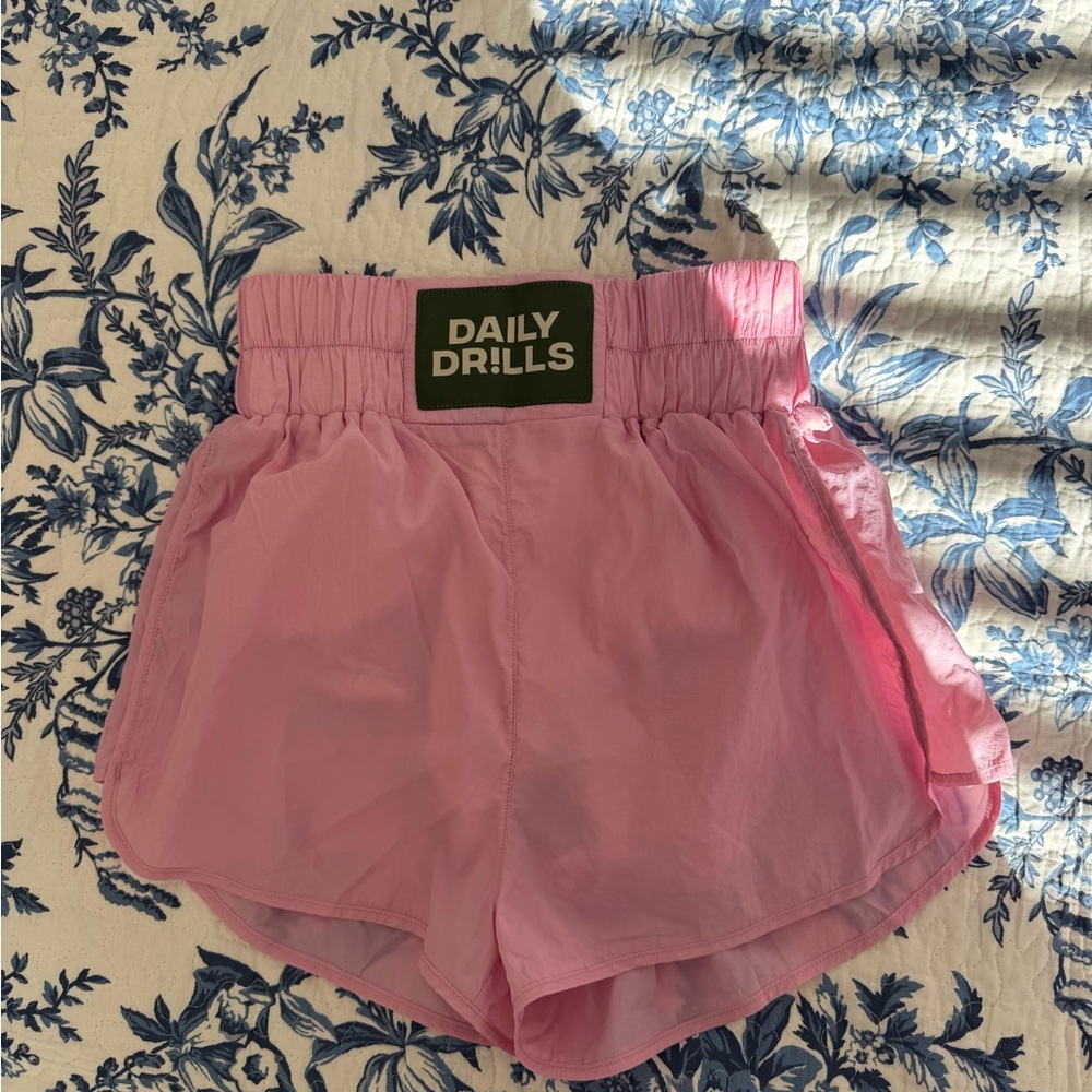 Daily Drills Light Pink Women's Athletic Shorts with Logo Patch